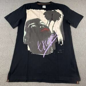 Paul Smith Escape Print Tee Shirt Men's S Black Crewneck Palm Tree Girl Graphic